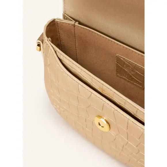 MCM Mode Travia Crossbody Bag Gold Croco Embossed with 24K Gold Plated Logo NWT
